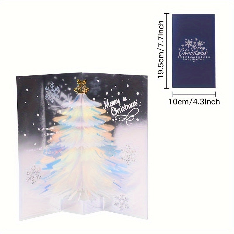 Handcrafted 3D Pop-Up Christmas Tree Greeting Card - Holiday Wishes for Anyone, Geometric Design, Fashionable Stationery & Gift Packaging