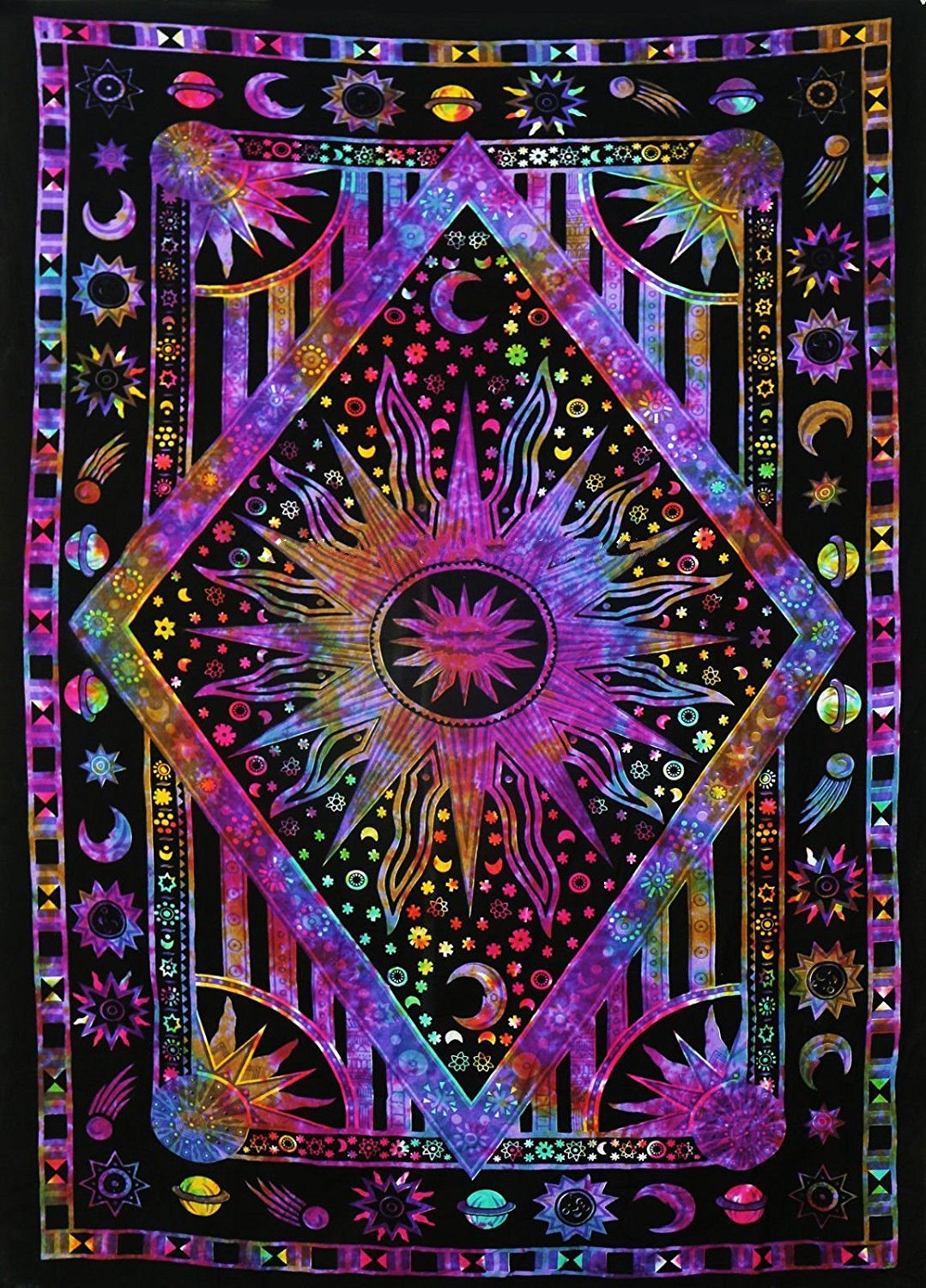 Wall-mounted sun moon tapestry psychedelic tapestry bohemian wall-mounted dormitory beach single - MediaEclat.store