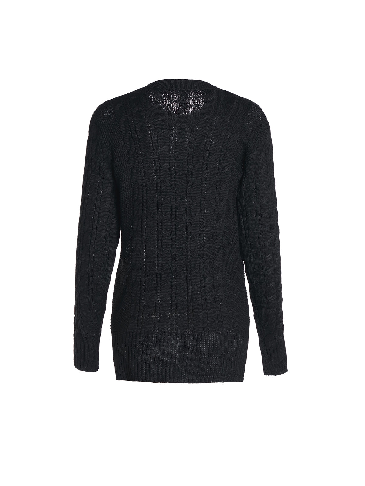 Chic Solid Color Round Collar Twist Wave Side Slit Pullover Sweater for Women Sz. (L) - MediaEclat.store