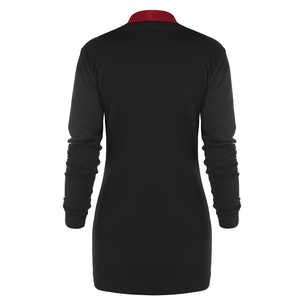 Zipper Embellished Long Sleeve Asymmetrical T-shirt Sz. (2XL) - MediaEclat.store