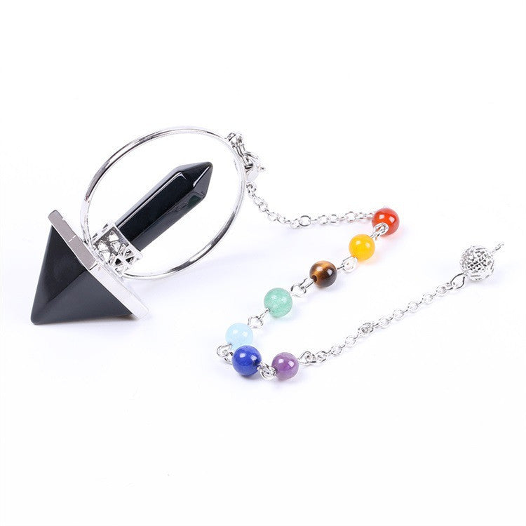 Meditation Obsidian Pendulum Seven Chakra Bead Chain