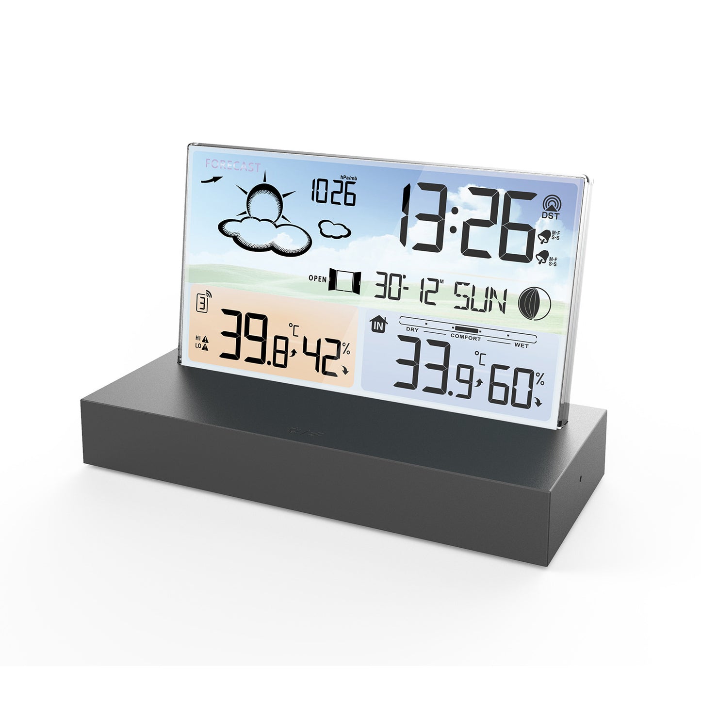 Color Screen RF Wireless Transparent Glass Weather Clock - MediaEclat.store