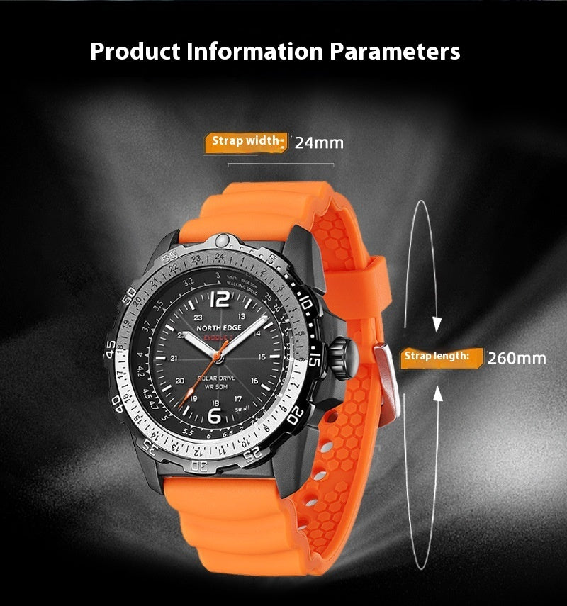 Outdoor Sports Waterproof Solar Rechargeable Watch Eco-Drive Luminous Long Endurance Swimming Men's Speed Measurement - MediaEclat.store