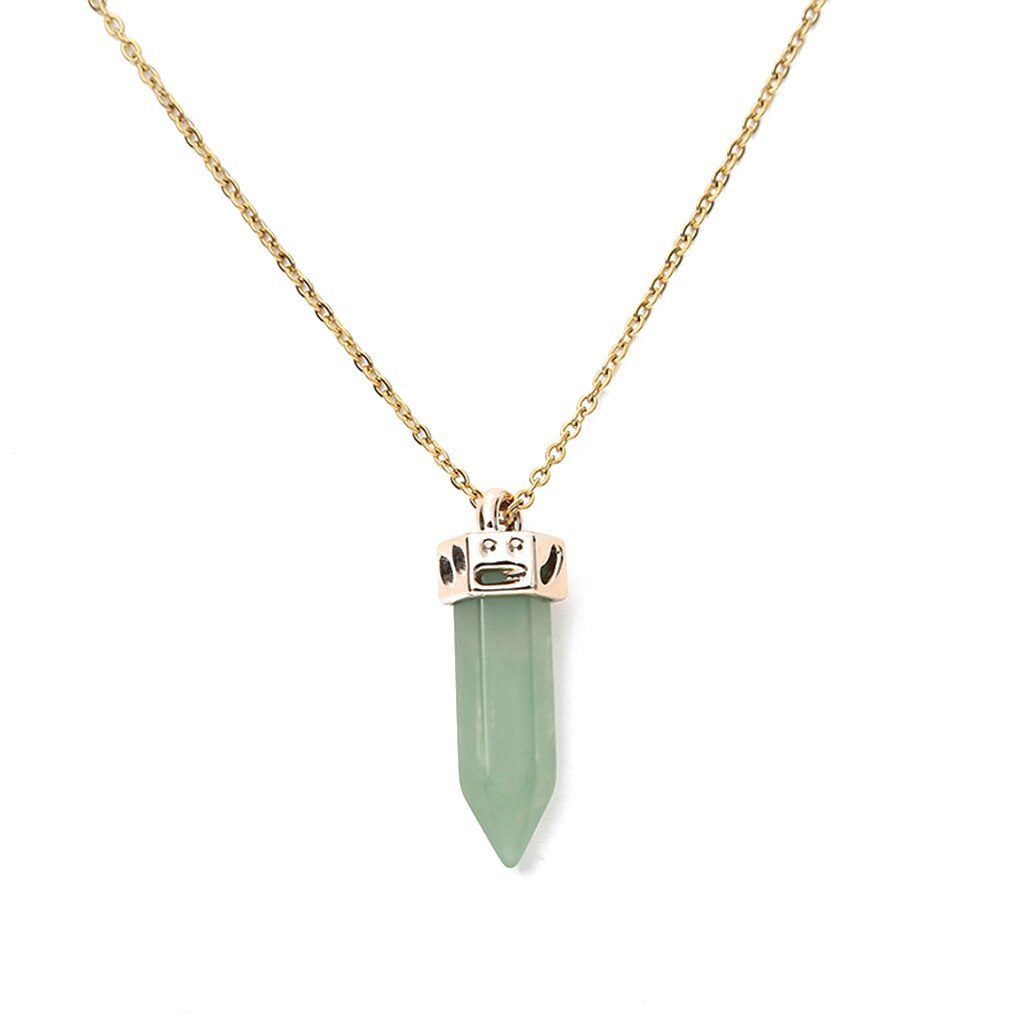 Ling Pendulum Bullet Resin Hexagon Column Pendant Stainless Steel Necklace