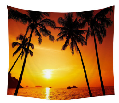 Beach coconut tree starfish shell small fishing tapestry European modern printing living room kitchen background wall blanket - MediaEclat.store