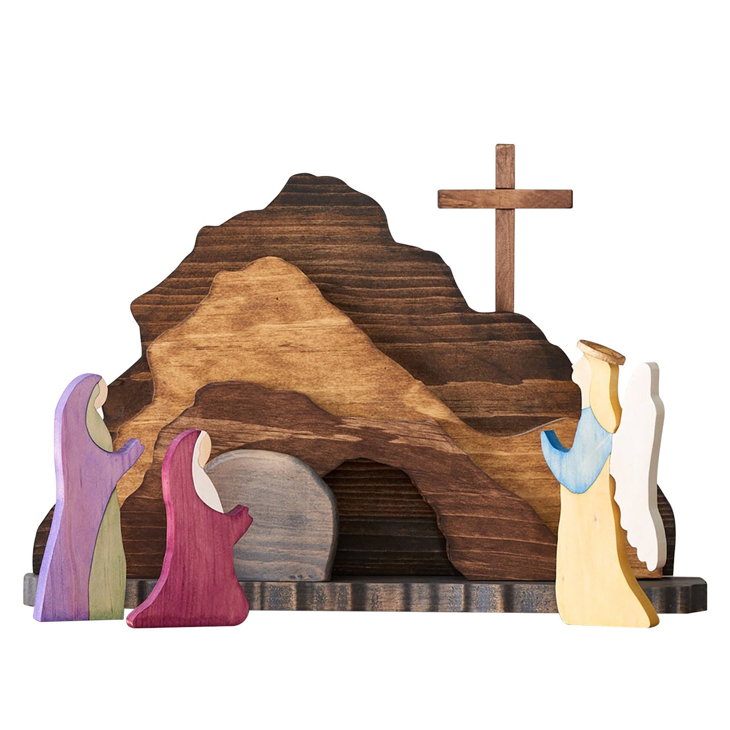Wooden Easter Creche - NATURAL Easter Jesus Wooden Decoration - MediaEclat.store