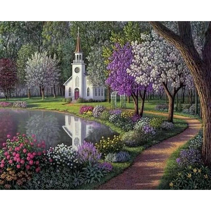 Pictures By Numbers Purple Park Scenery Decor Modular Painting By Numbers On Canvas New Drop Shipping