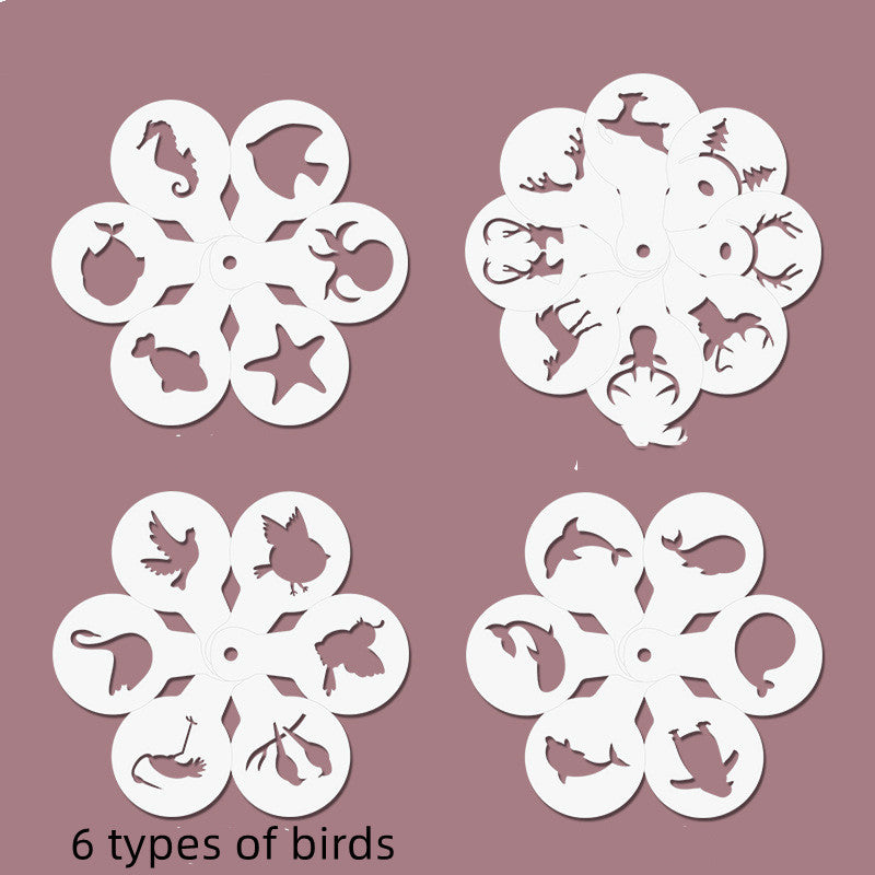 Simple Fancy Coffee Pull Flower Template Hollow