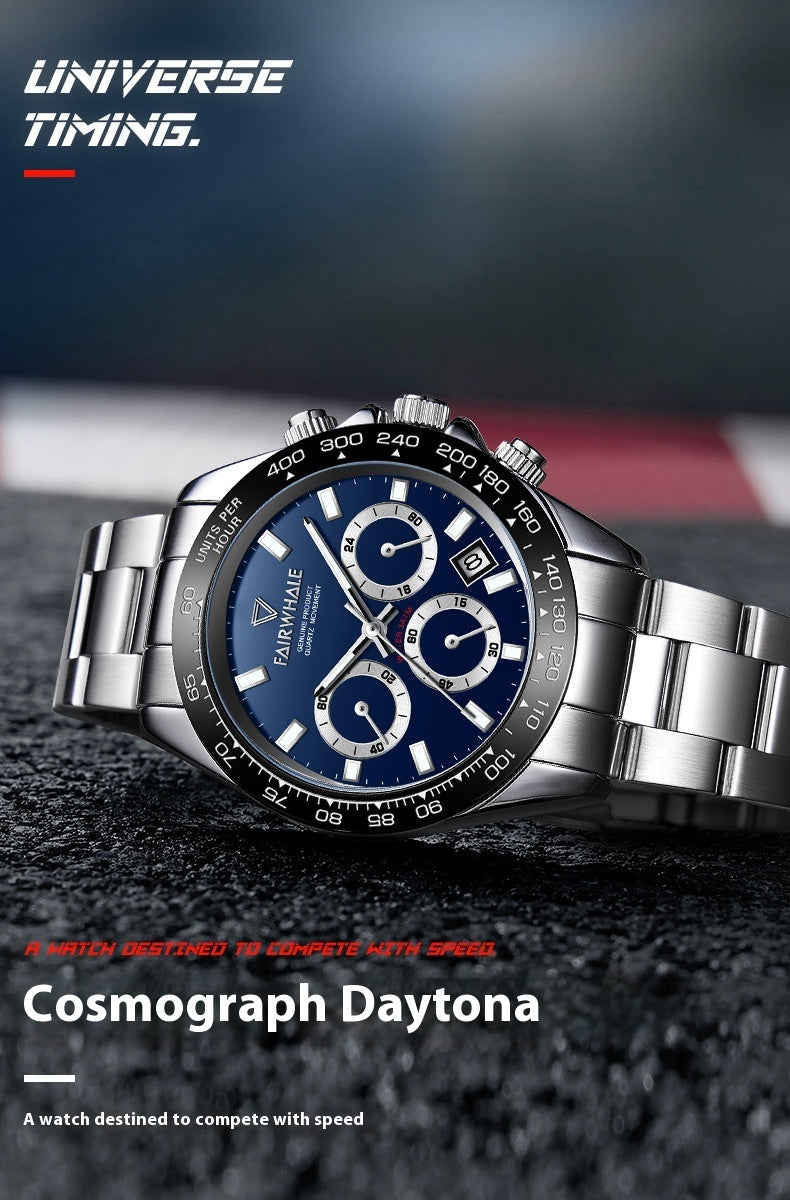 Three-eye Round Multi-functional Sports Waterproof Automatic Quartz Watch - MediaEclat.store