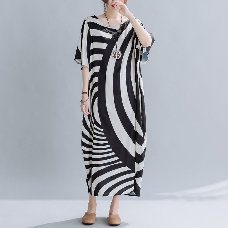 Women's Striped Printed Long Dress