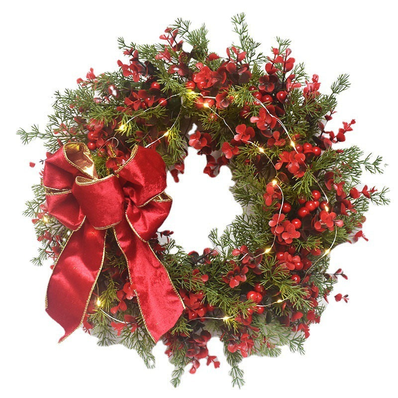 Artifical Cherry Pattern Wreaths Christmas Wreath Red Door Wreath Wall Hanging Garland Ornaments Rattan Circle Wall Decoration