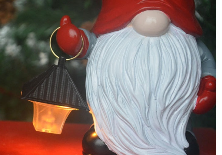 Garden Resin Statue Of  Christmas Solar Lantern