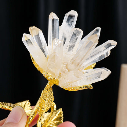 Natural White Crystal Cluster Flower Ornaments White Crystal Single Crystal Diy Flower Tree