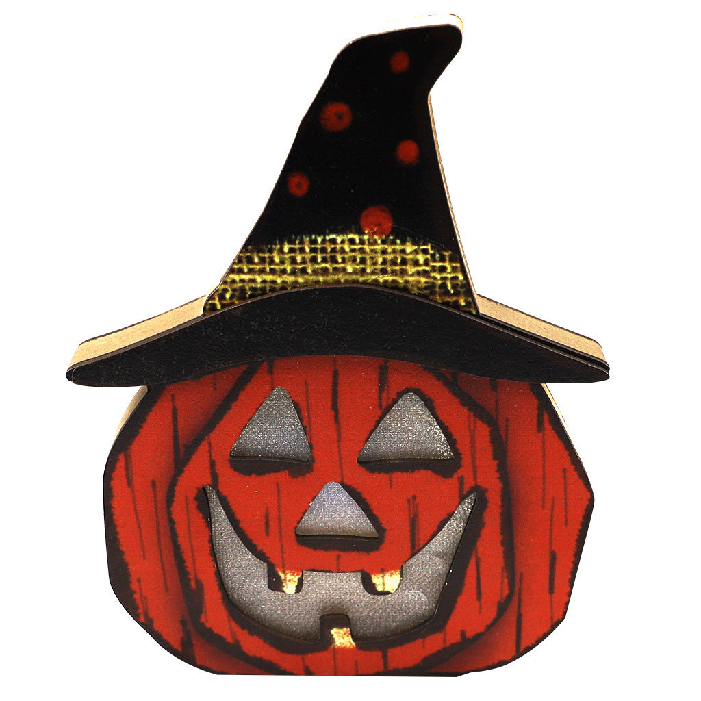 Creative Halloween Wooden Pumpkin Lamp Halloween Decorations