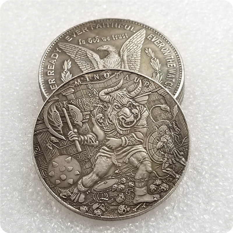 Wandering Coin Skull Bull Devil Brass Old Silver Commemorative Medal Creative Copper Silver Coin