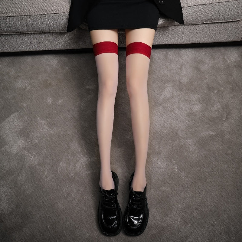 Black Silk Stockings Anti-snagging Durable Thin Red Edge Silicone Anti-snagging