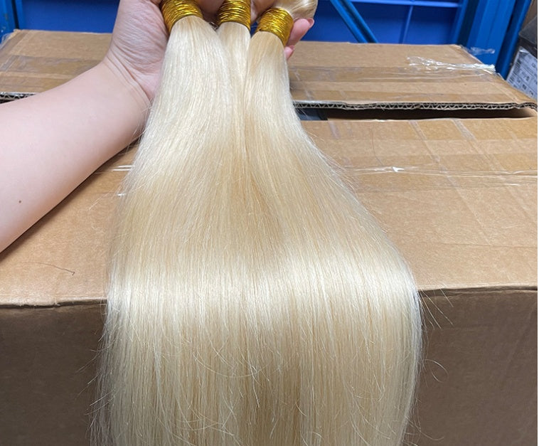 Hair Curtain Bone Straight Fake Gold