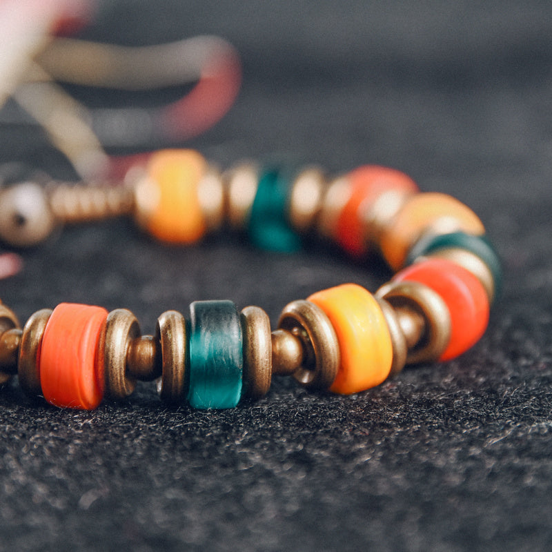 Colored Glaze Mix And Match Copper Bead Bracelets