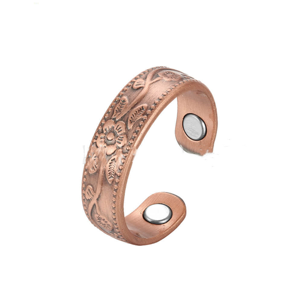 Carved Plum Ring Solid Copper Magnet Bracelet