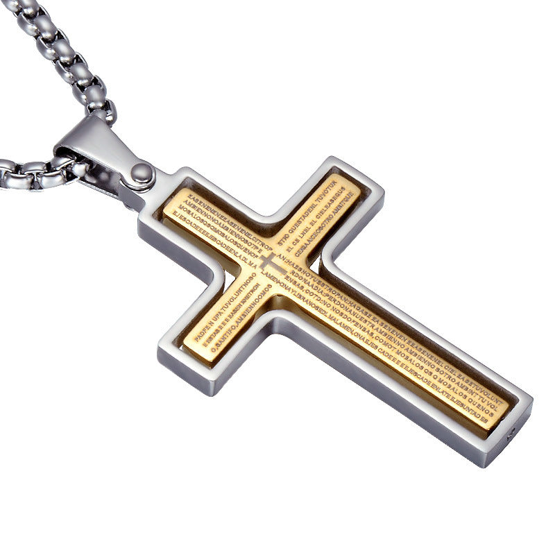 Stainless steel rotatable bible verse cross pendant necklace - MediaEclat.store