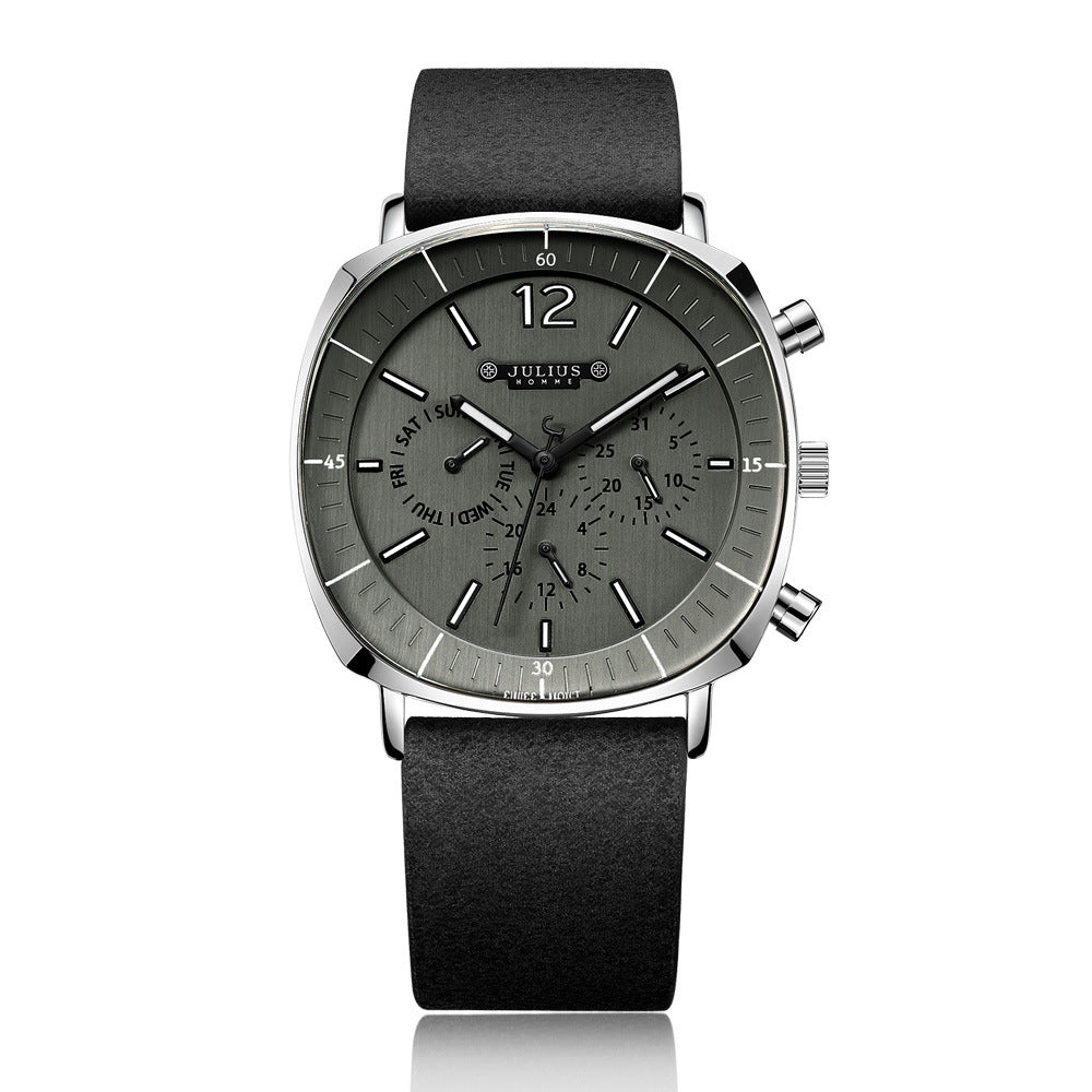 Simple large dial quartz waterproof belt men's watch