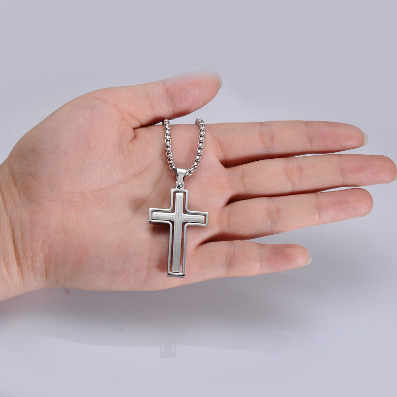 Stainless steel rotatable bible verse cross pendant necklace - MediaEclat.store