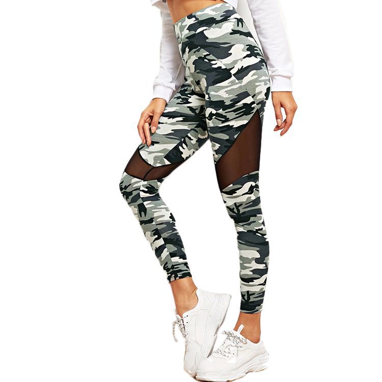 Camouflage gauze printed hips yoga sports leggings