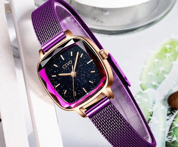 Square temperament ladies watch