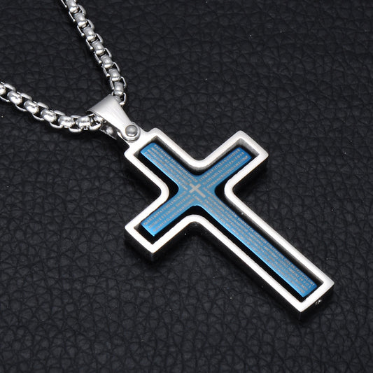 Stainless steel rotatable bible verse cross pendant necklace - MediaEclat.store