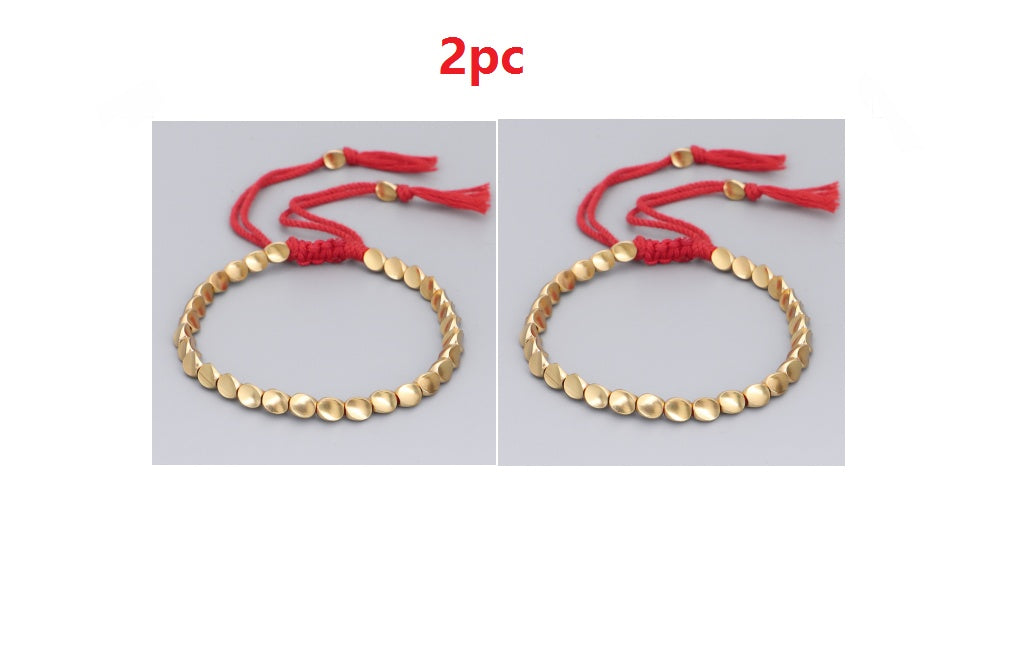 Handmade Tibetan Buddhist Bracelets On Hand Braided Copper Beads Lucky Rope Bracelet & Bangles For Women Men