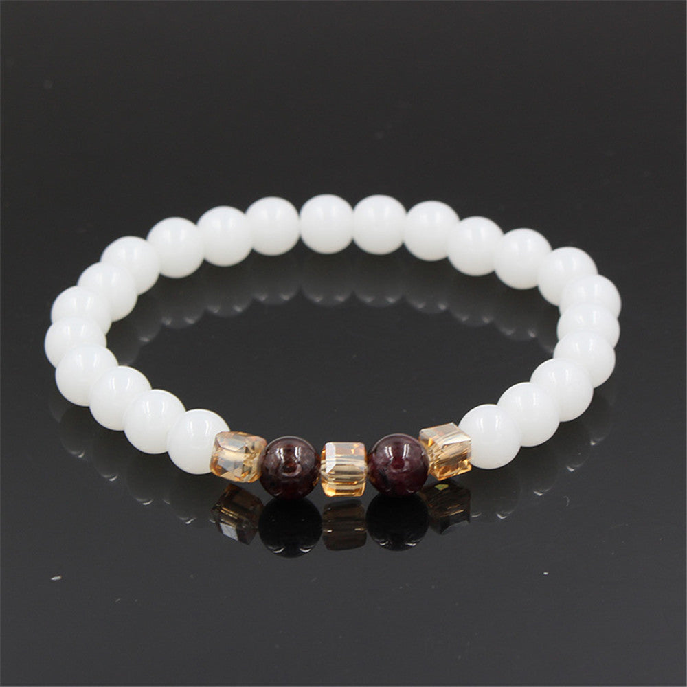 Natural garnet white jade bracelet