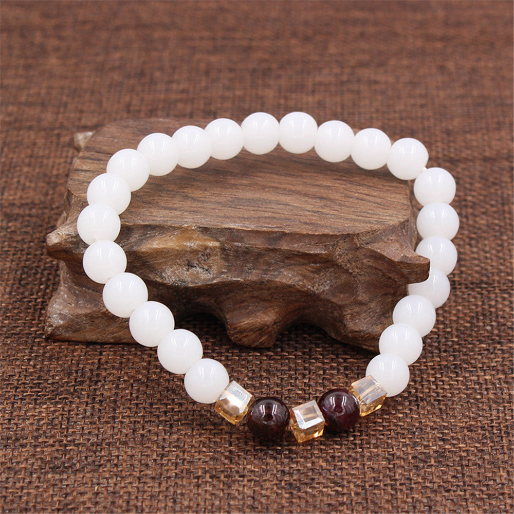 Natural garnet white jade bracelet