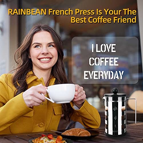 French Press Cafetiere 4 Cups, Stainless Steel Body Shell Coffee Maker- Heat Resistant - Stainless Steel Filter Coffee Press For Coffee Lover, Silver, 350 Ml & 600ml - MediaEclat.store