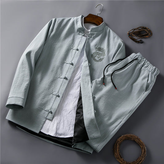 Spring Chinese Style Retro Ethnic Style Suits Men's Suits Spring Stand-up Collar Chinese Tunic - MediaEclat.store