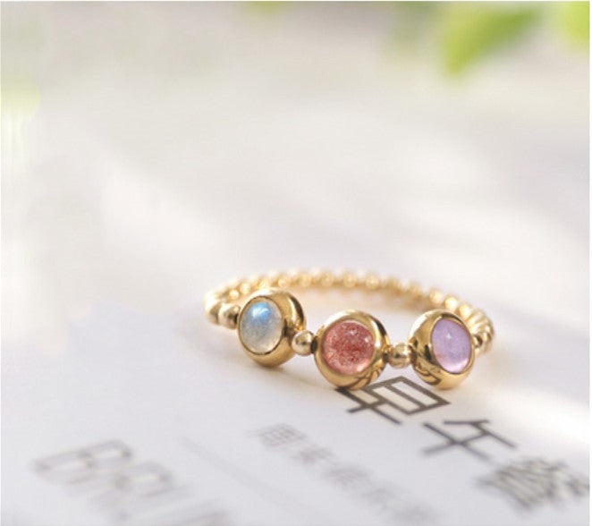 Crystal strawberry crystal transfer bead ring