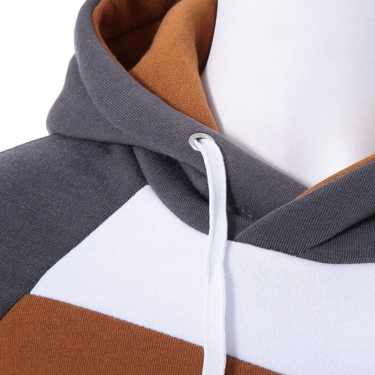 Trendy Hooded Slimming Personality Color Splicing Long Sleeves Men's Thicken Hoodies Size: (L) - MediaEclat.store