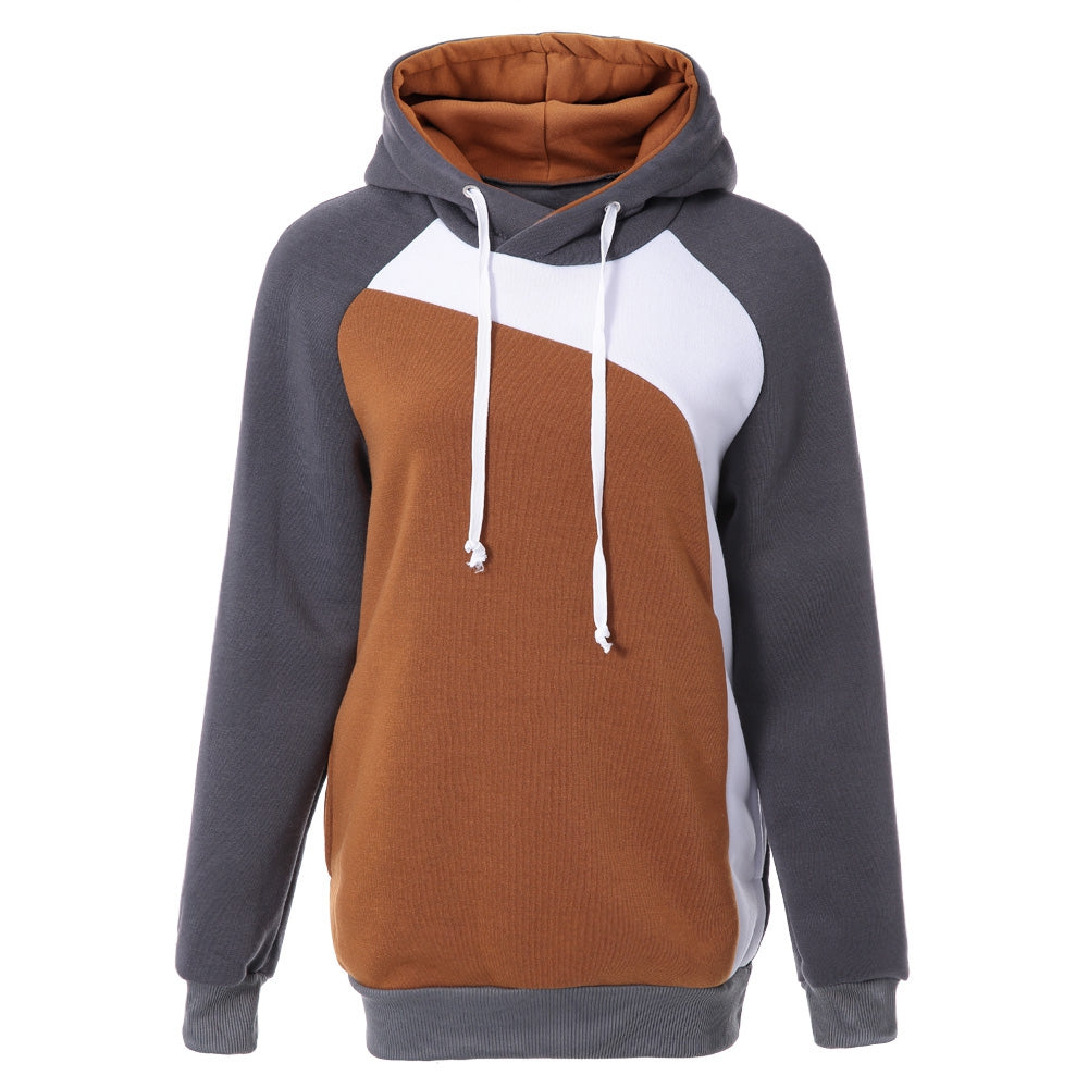 Trendy Hooded Slimming Personality Color Splicing Long Sleeves Men's Thicken Hoodies Size: (L)