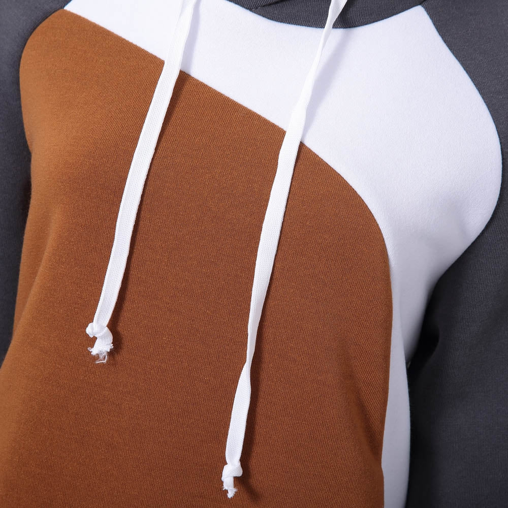 Trendy Hooded Slimming Personality Color Splicing Long Sleeves Men's Thicken Hoodies Size: (L)