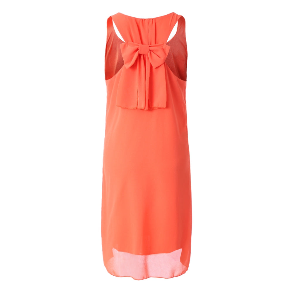 Bowknot Chiffon Shift Tank Dress - MediaEclat.store