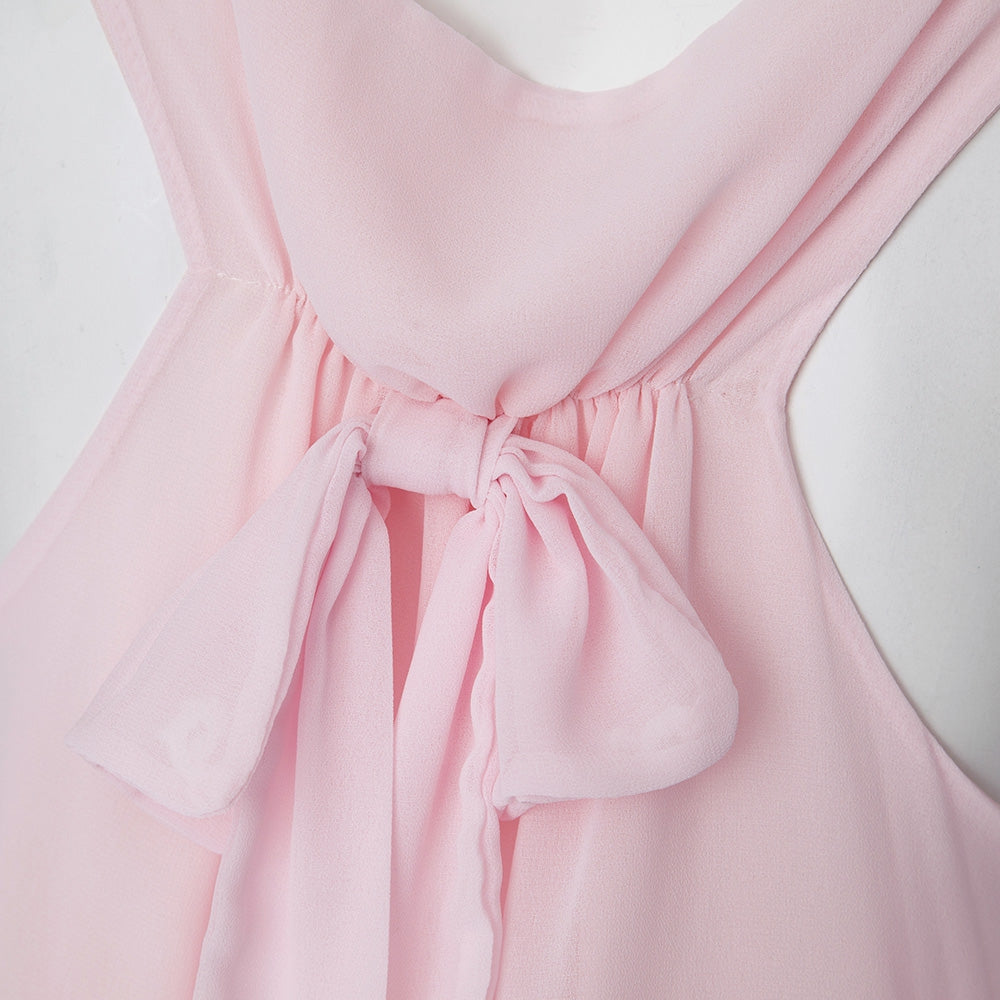 Bowknot Chiffon Shift Tank Dress Sz (L) - MediaEclat.store