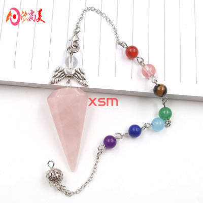 Natural Stone Crystal Faceted Wicca Pendulum Pyramid Healing Reiki Chakra Dowsing Pendant Couple Necklace