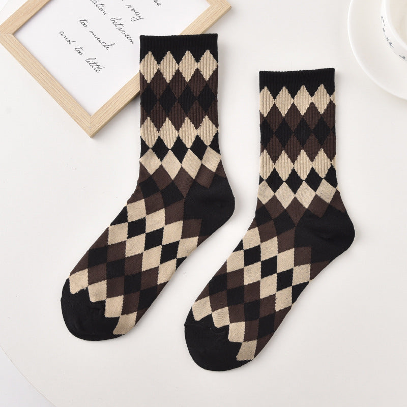 Diamond Lattice Socks Women's Mid Tube Stockings