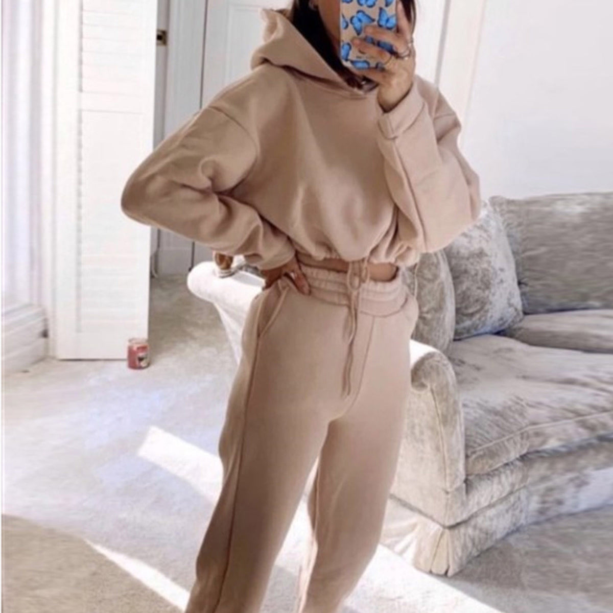 Jogging Suits For Women 2 Piece Sweatsuits Tracksuits Sexy Long Sleeve HoodieCasual Fitness Sportswear - MediaEclat.store