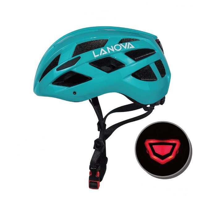 Male and female one-piece bicycle riding helmet with light