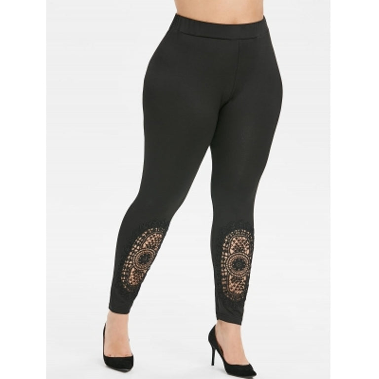 Plus Size Guipure Lace High Rise Leggings Sz. (4X) - MediaEclat.store