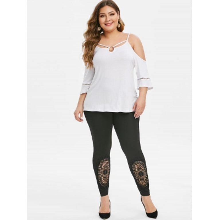 Plus Size Guipure Lace High Rise Leggings Sz. (4X) - MediaEclat.store