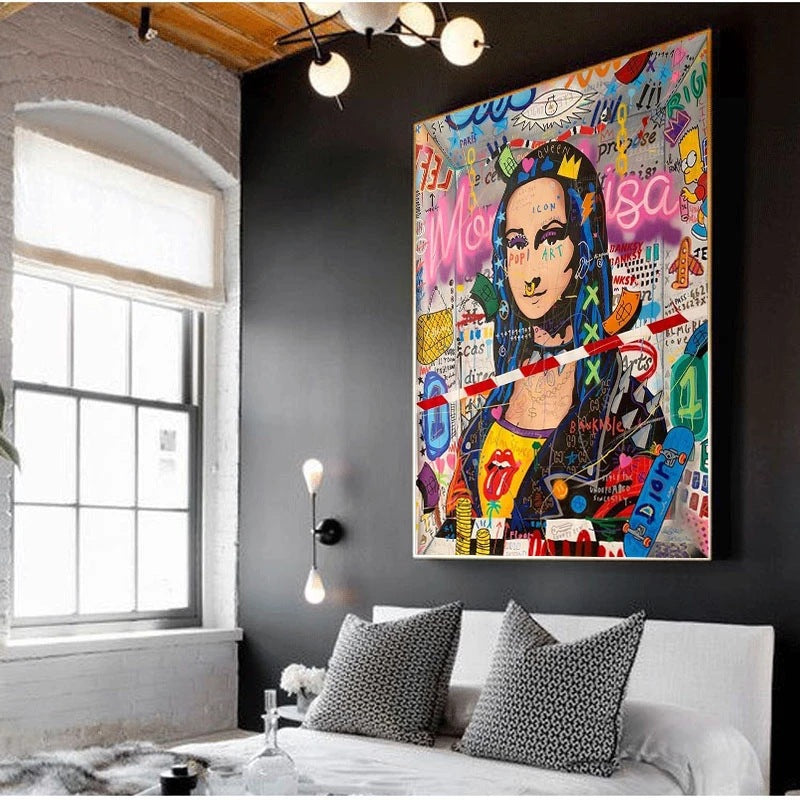 Mona Lisa Graffiti Art Canvas Painting - MediaEclat.store