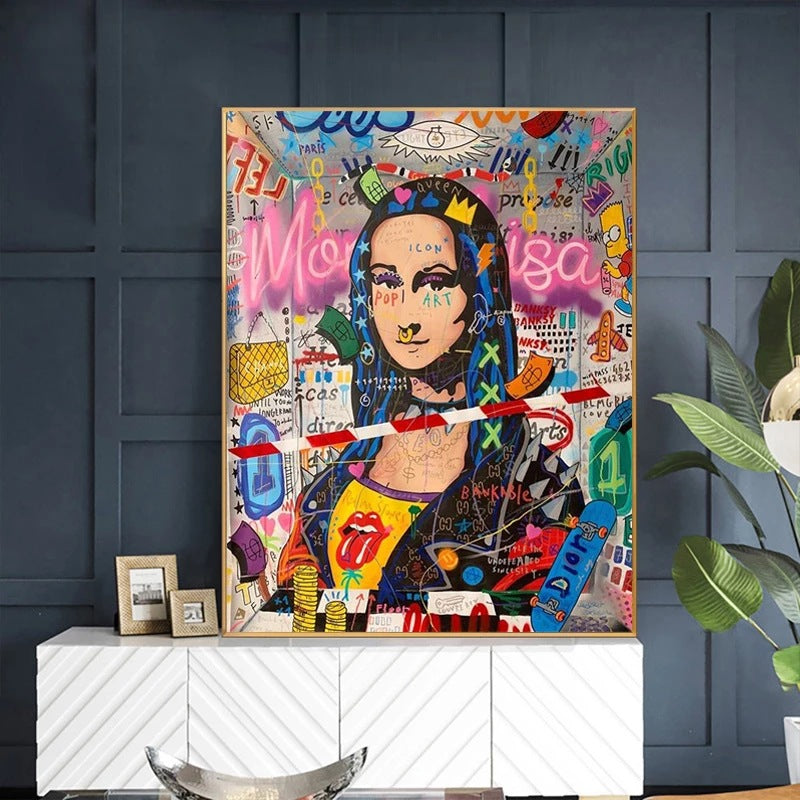 Mona Lisa Graffiti Art Canvas Painting - MediaEclat.store