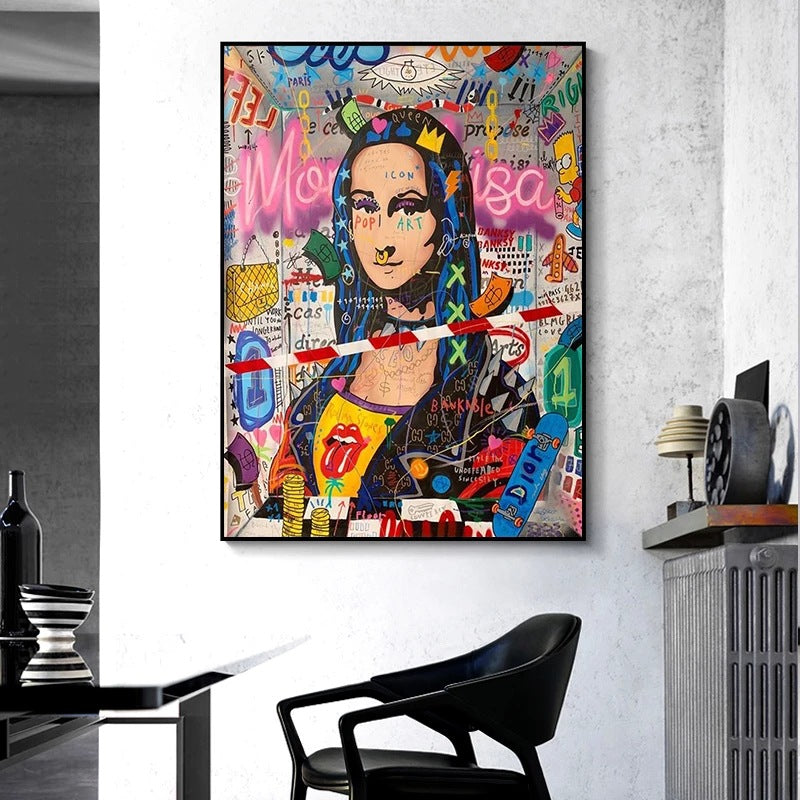 Mona Lisa Graffiti Art Canvas Painting - MediaEclat.store