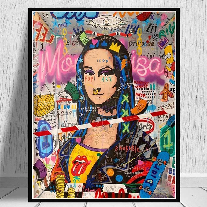 Mona Lisa Graffiti Art Canvas Painting - MediaEclat.store